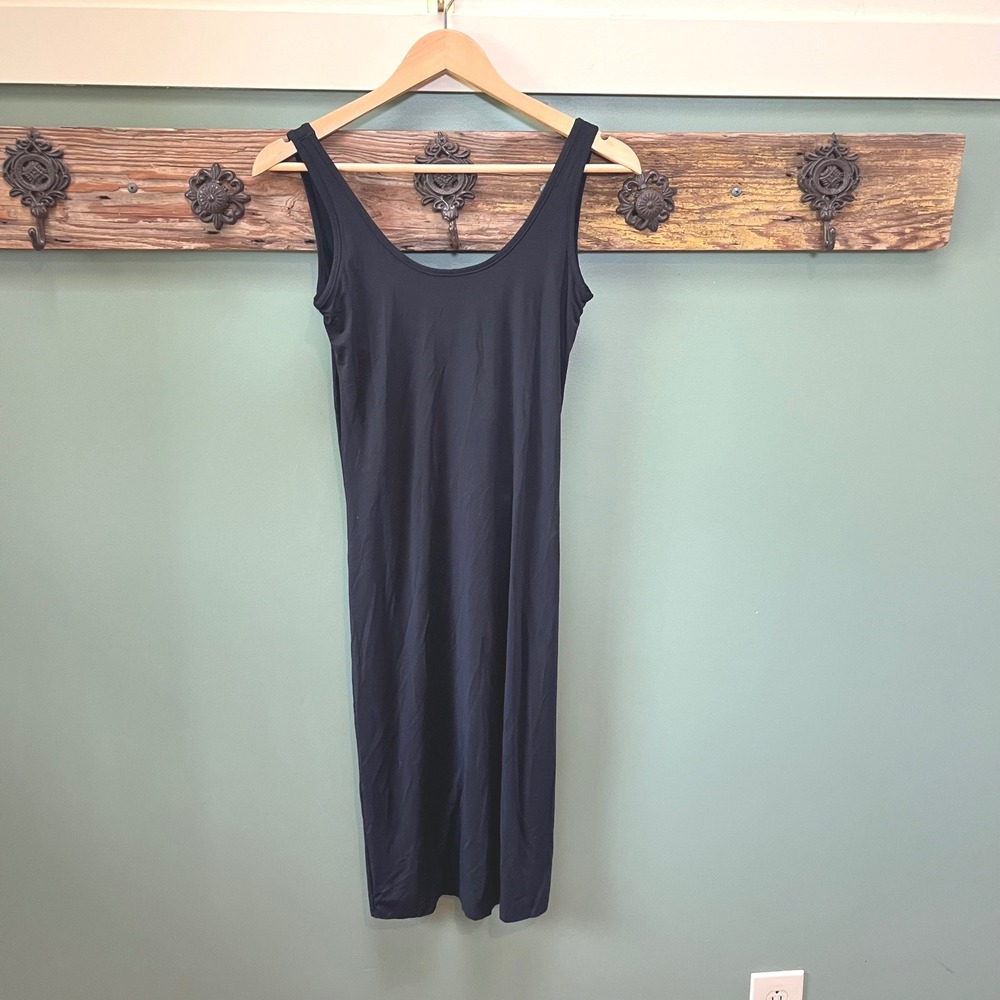 Commando‎ Black Micro Modal Scoop Neck Midi Slip Dress Small Sleeveless USA Made
